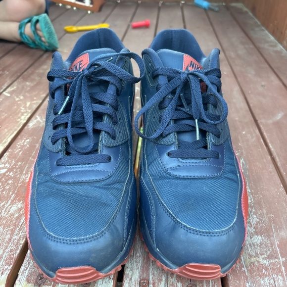 Nike Air Max 90 Essential Obsidian Navy Dark Orange men’s size 13 - Picture 2 of 3
